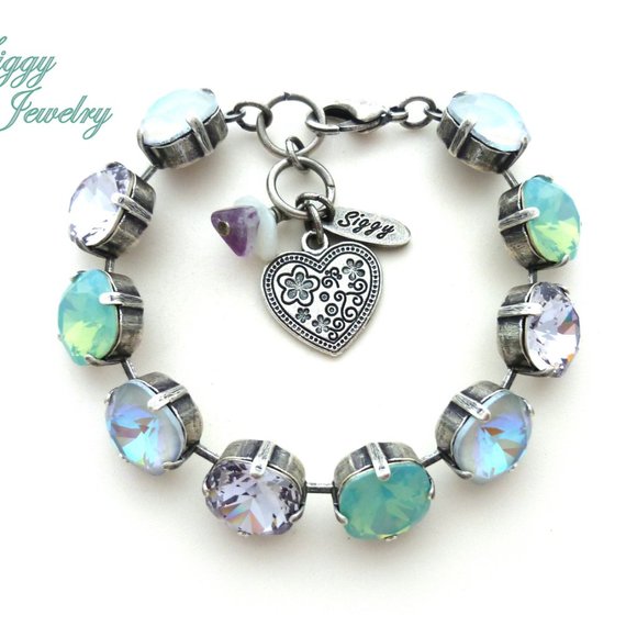 MISTY BAY 12mm Austrian Crystal Cushion Cut Bracelet, Assorted Finishes - Picture 1 of 8